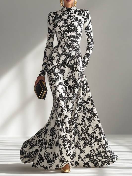 Corinne | High-Neck Floral Print Maxi Dress