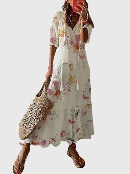 Amalia | Boho V Neck Maxi Dress
