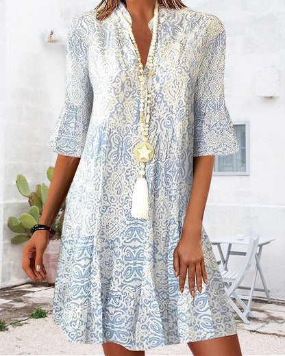 Sophie | Boho V Neck Flare Sleeve Mini Dress