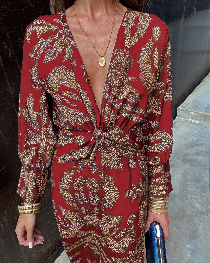 Seraphina | Draped Long Sleeve Wedding Guest Midi Dress