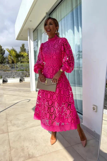 Mathilde | Long Sleeve Lace Midi Dress
