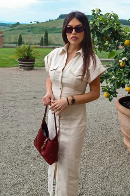 Nadine | Button Front Midi Shirt Dress