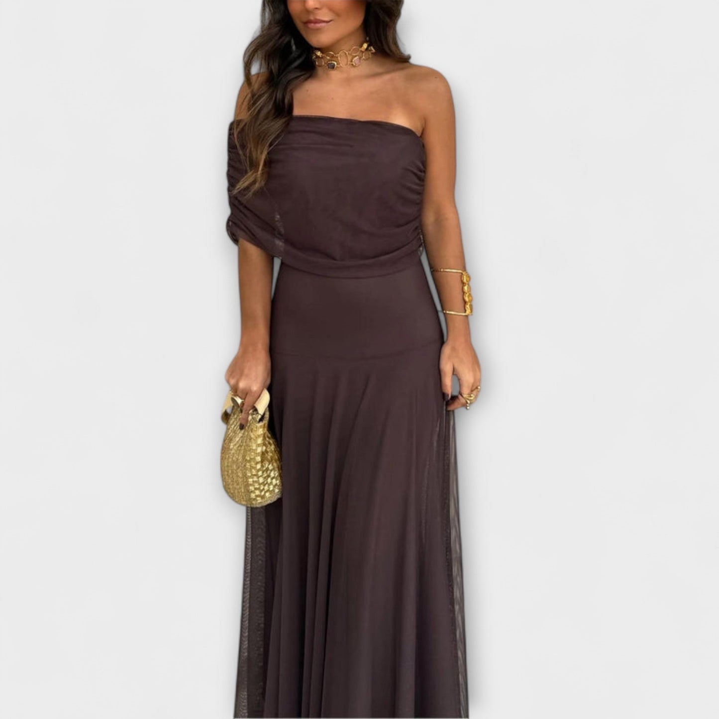 Esme | Corset Ruffle Evening Maxi Dress