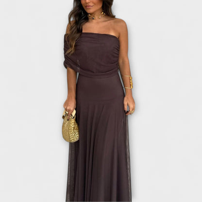Esme | Corset Ruffle Evening Maxi Dress