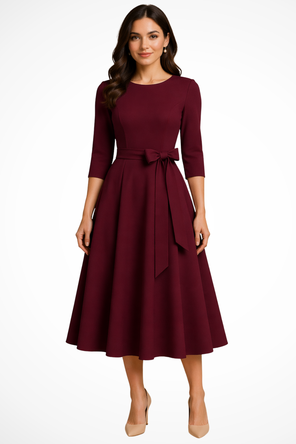 Priscilla | Pleated A-Line Midi Dress