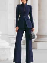 Bérénice | Stand Collar Blazer & Wide-Leg Pants Suit