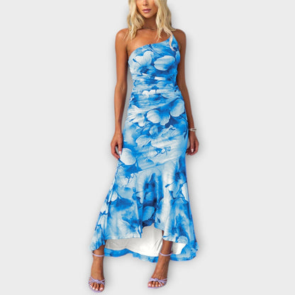 Cassia | Asymmetric Mesh Prom Maxi Dress