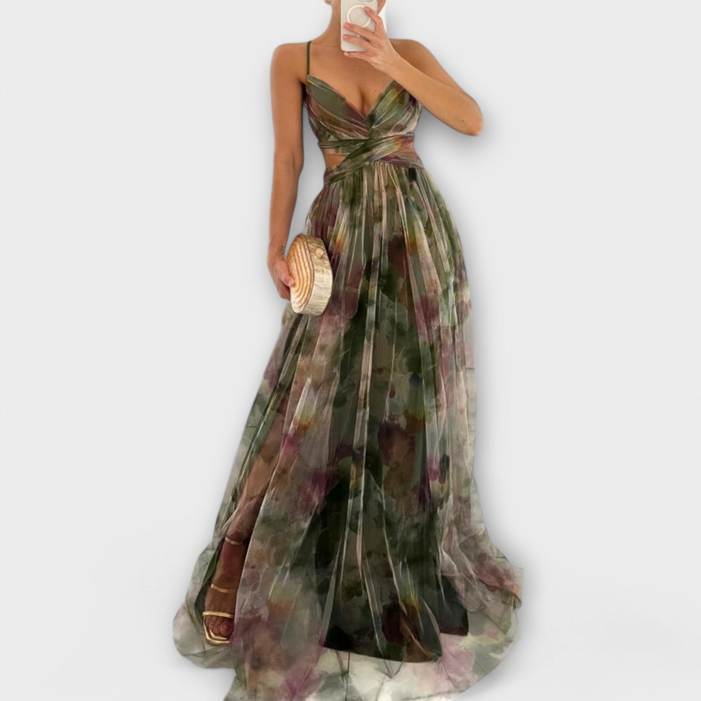 Nova | Printed Mesh Prom Maxi Dress