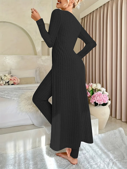 Solvi | Ribbed Knit Crew Neck Two-Piece Set