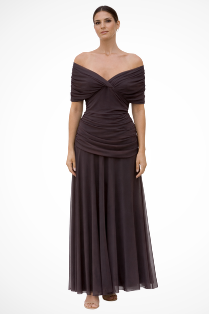 Leona | Off Shoulder Pleated Midi Dress
