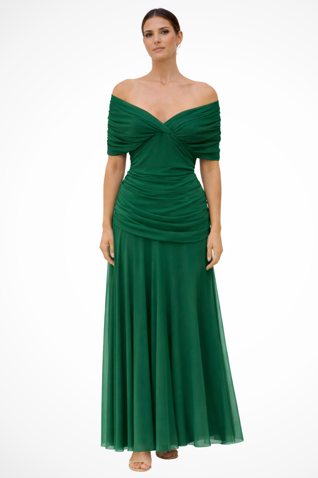 Sienna | Off Shoulder Pleated Midi Dress