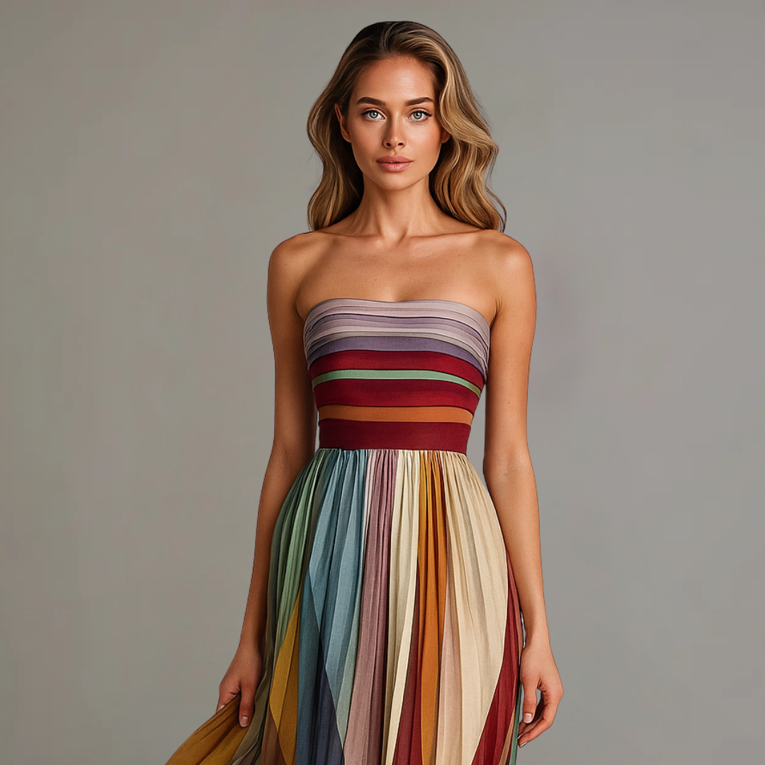 Aurelia | Strapless Pleated Wedding Guest Maxi Dress