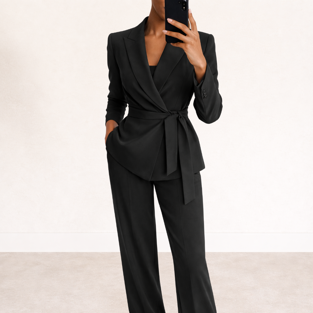 Wibke | Tie-Front Blazer & Wide-Leg Trouser Set