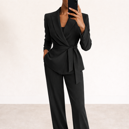 Wibke | Tie-Front Blazer & Wide-Leg Trouser Set