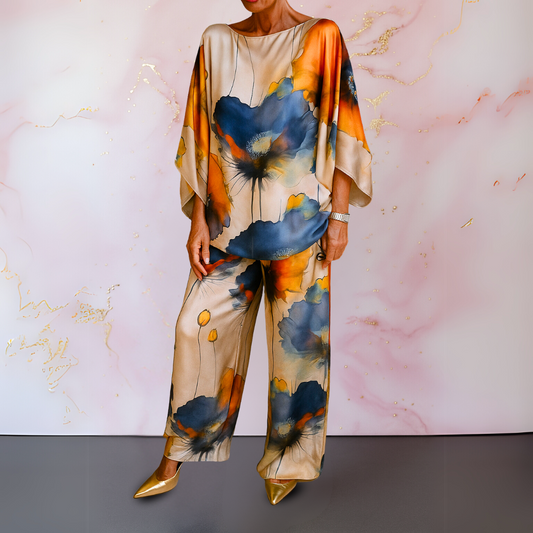 Solenne | Printed Top & Wide-Leg Pants Set