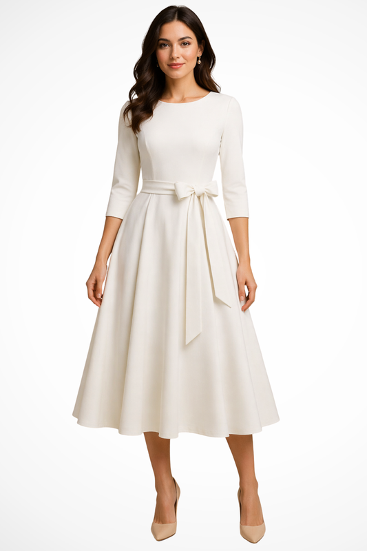 Priscilla | Pleated A-Line Midi Dress