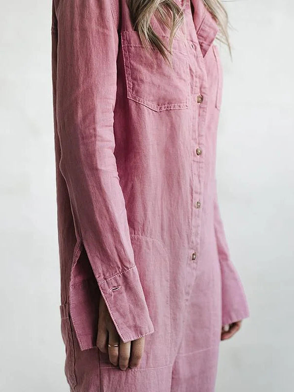 Renelle | Button-Front Utility Jumpsuit