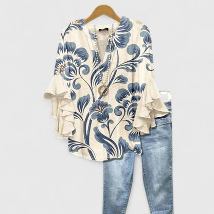 Solenne | Floral Ruffle Sleeve Blouse