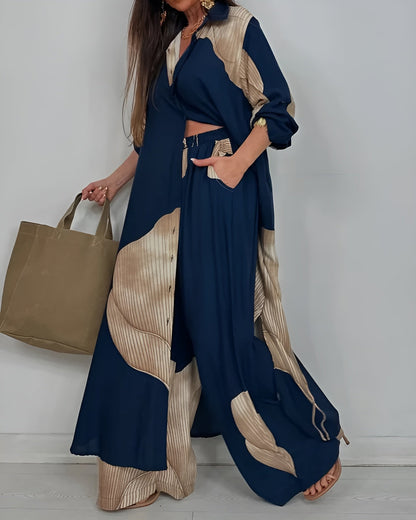 Calista | Collared Shirt & Wide-Leg Pants Set