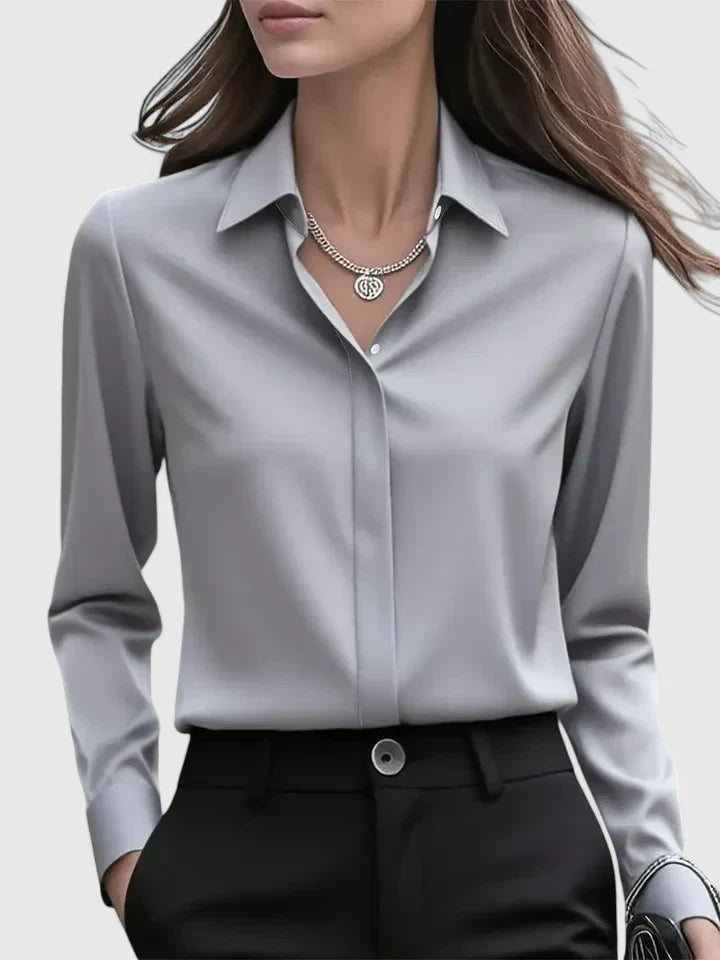 Annalise | Button Down Blouse With Curved Hem