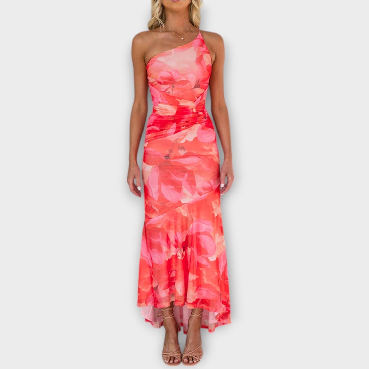 Cassia | Asymmetric Mesh Prom Maxi Dress
