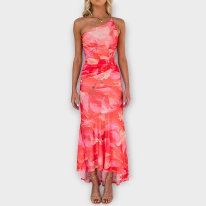 Cassia | Asymmetric Mesh Prom Maxi Dress