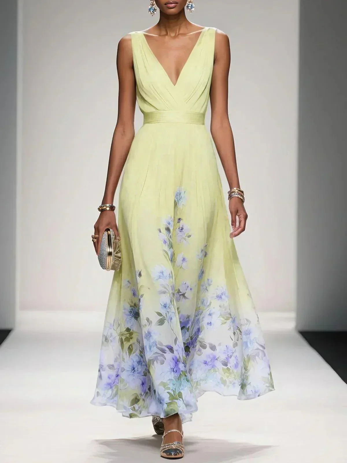 Florentina | Floral V-Neck Wedding Guest Dress