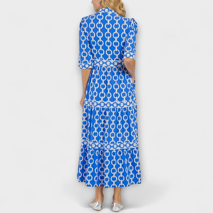 Runa | Collared Tiered Long Sleeve Midi Dress
