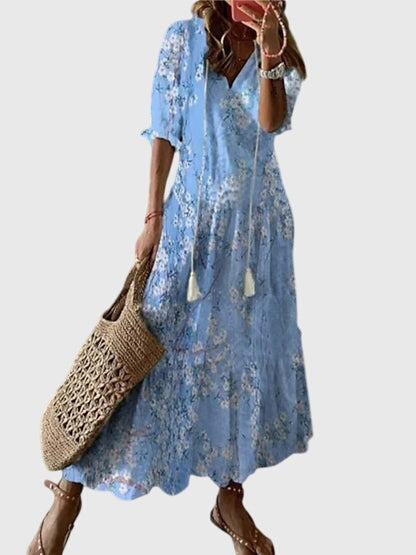 Amalia | Boho V Neck Maxi Dress