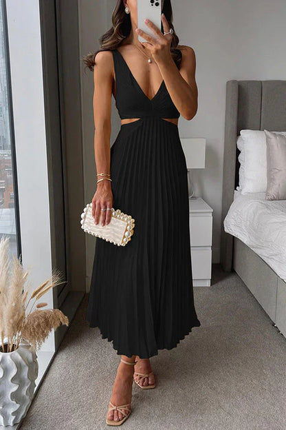 Elowen | Pleated Cut-Out Wedding Guest Maxi Dress