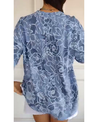 Bellina | Floral Print Blouse With Rolled Sleeves
