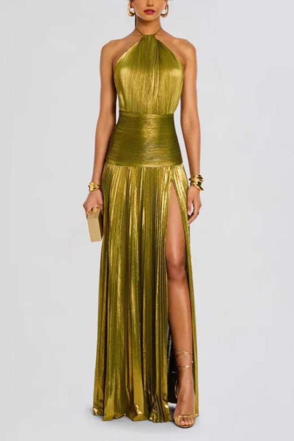 Serena | Pleated Halter Wedding Guest Maxi Dress