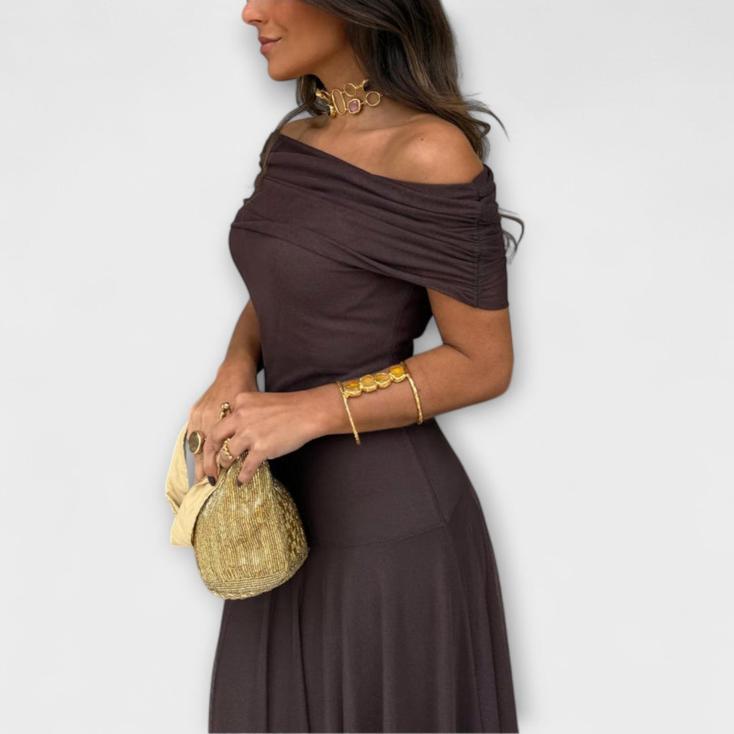 Esme | Corset Ruffle Evening Maxi Dress