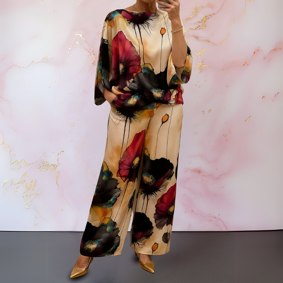 Solenne | Printed Top & Wide-Leg Pants Set