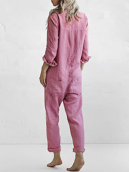 Renelle | Button-Front Utility Jumpsuit