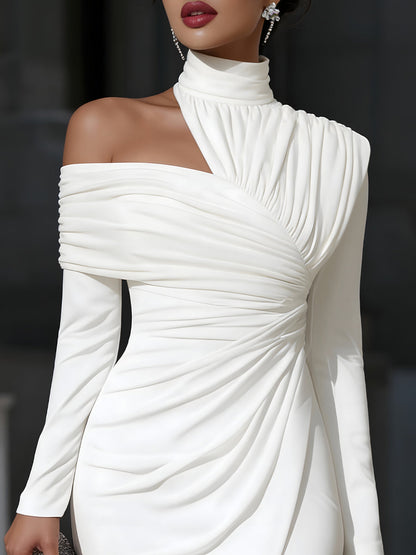 Zuri | One-Shoulder Draped Midi Dress
