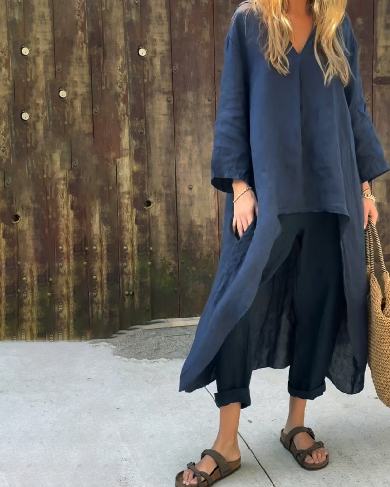 Reine | Long-Sleeve Top & Wide-Leg Pants Set