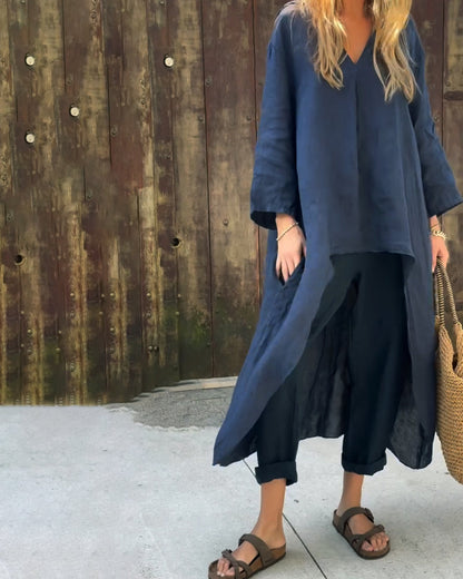 Reine | Long-Sleeve Top & Wide-Leg Pants Set