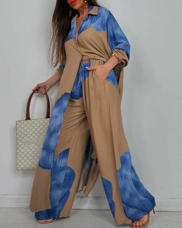 Calista | Collared Shirt & Wide-Leg Pants Set