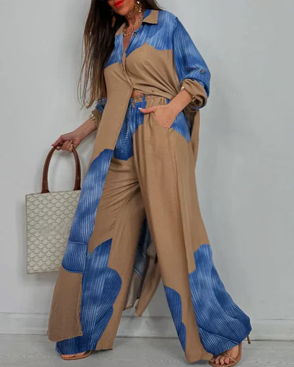 Calista | Collared Shirt & Wide-Leg Pants Set