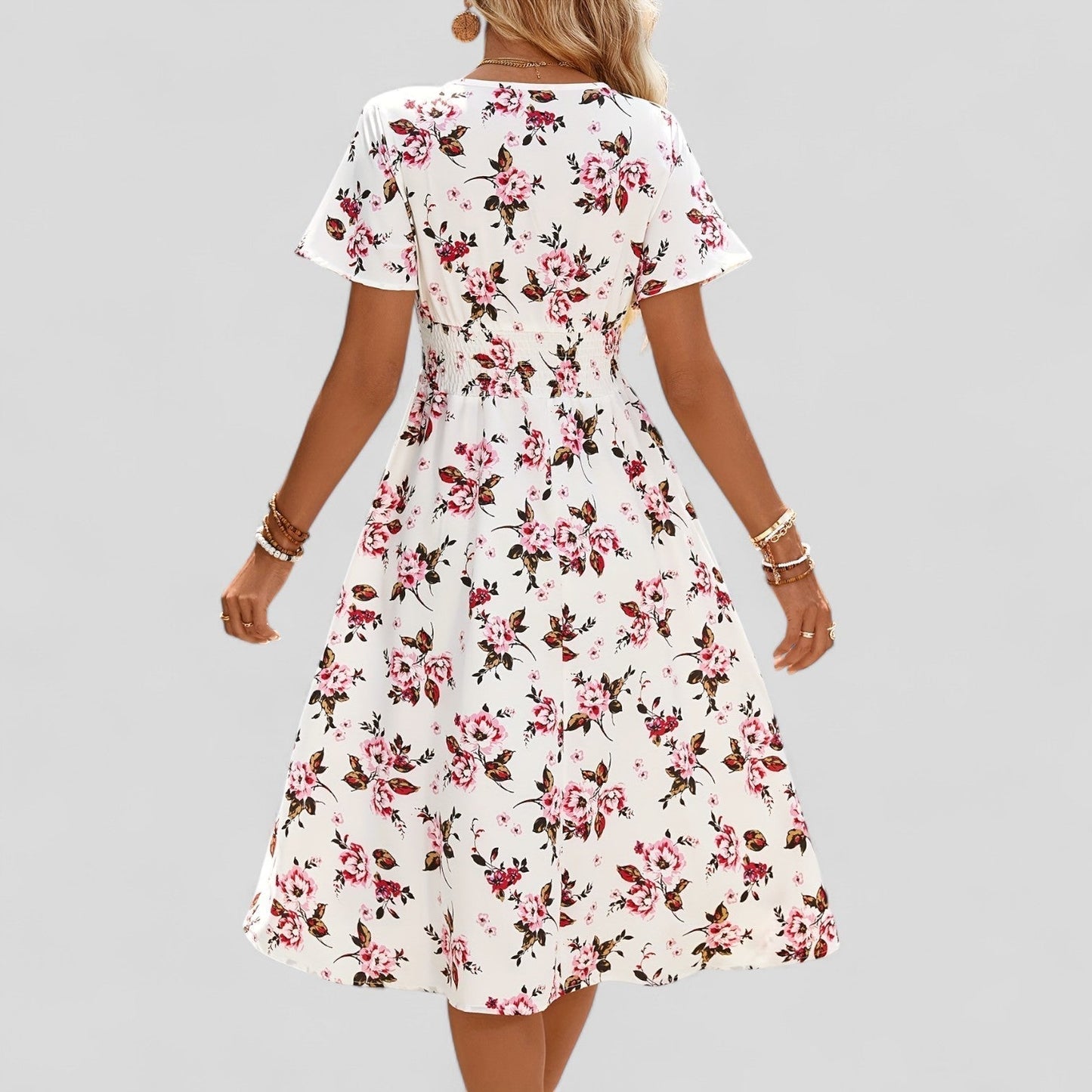 Roselle | Floral V Neck Midi Dress