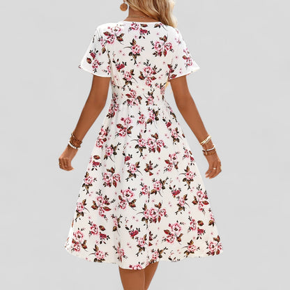 Roselle | Floral V Neck Midi Dress