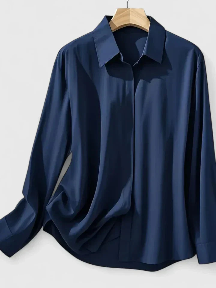 Annalise | Button Down Blouse With Curved Hem