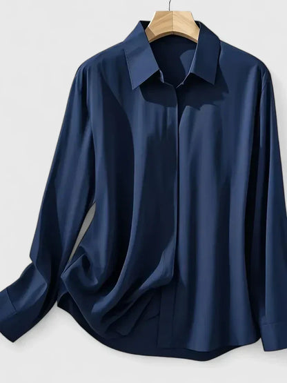 Annalise | Button Down Blouse With Curved Hem