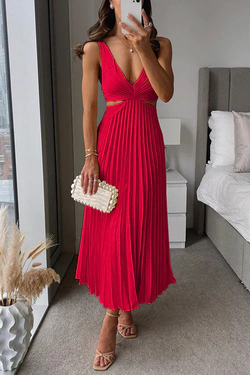 Elowen | Pleated Cut-Out Wedding Guest Maxi Dress