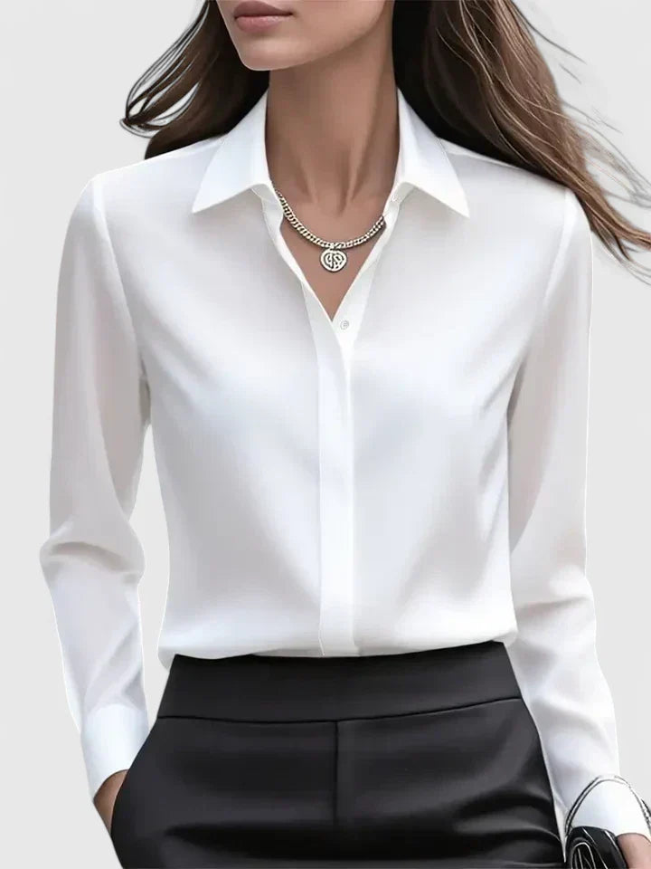 Annalise | Button Down Blouse With Curved Hem
