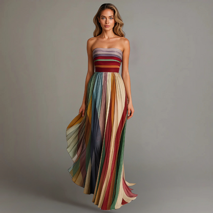 Aurelia | Strapless Pleated Wedding Guest Maxi Dress
