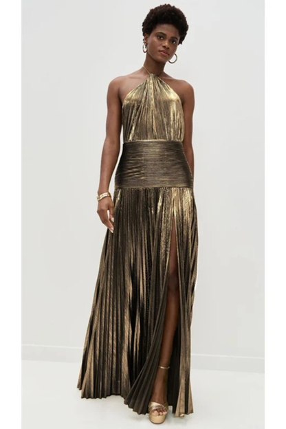 Serena | Pleated Halter Wedding Guest Maxi Dress