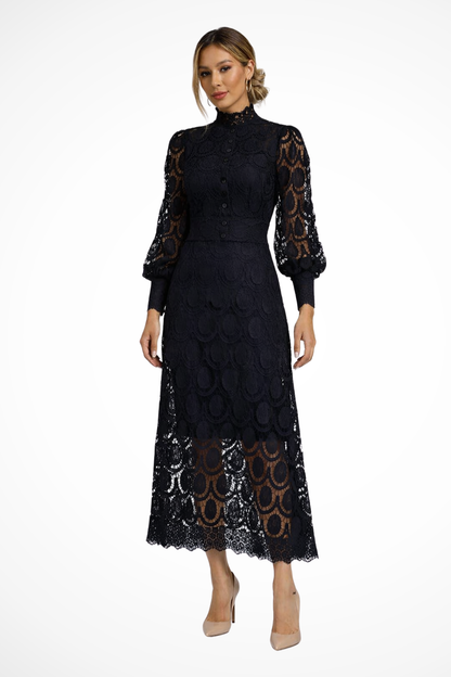 Mathilde | Long Sleeve Lace Midi Dress