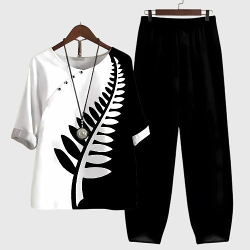 Mariella | Printed Top & Tapered Pants Set